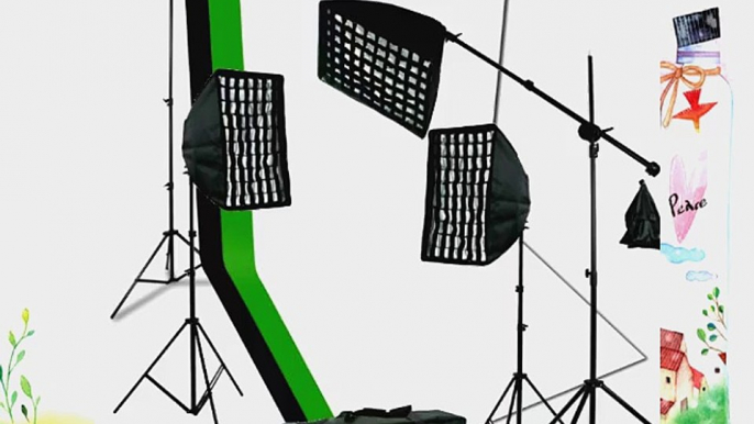 ePhoto 2400 Watt Digital Video Continuous Softbox Boom Hair Lighting Kit with 3pcs Black White