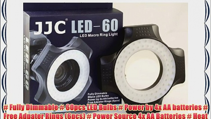 60 LED Macro Photography Ring Light with Lens Adapter Fr Nikon Canon Sony Pentax Sigma Tamron