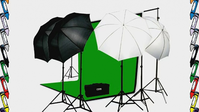 ePhoto Premium Portrait Photography Studio Video Lighting Kit with 3 Chromakey Black White