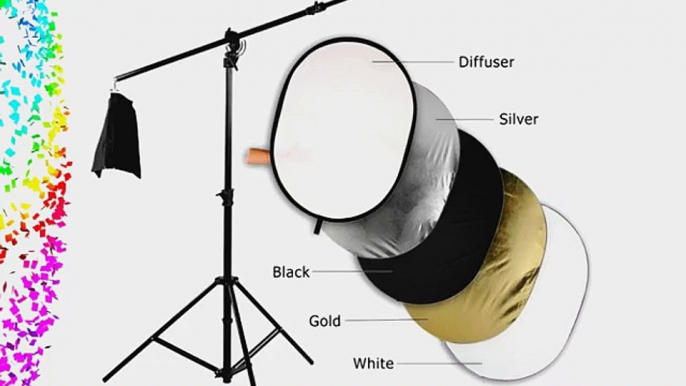 Fotodiox Pro Ultra Reflector Kit - 32x48 5-in-1 Collapsible Disc   3-in-1 Heavy Duty Boom Stand