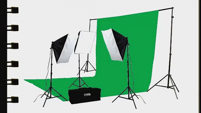 ePhoto 2400 Watt Continuous Video Photography Studio Chromakey Green Screen Lighting Kit H9004S3-1020G