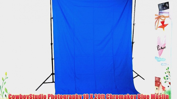 CowboyStudio Photography 10 X 20ft Chromakey Blue Muslin Backdrop with 10ft Crossbar/Heavy