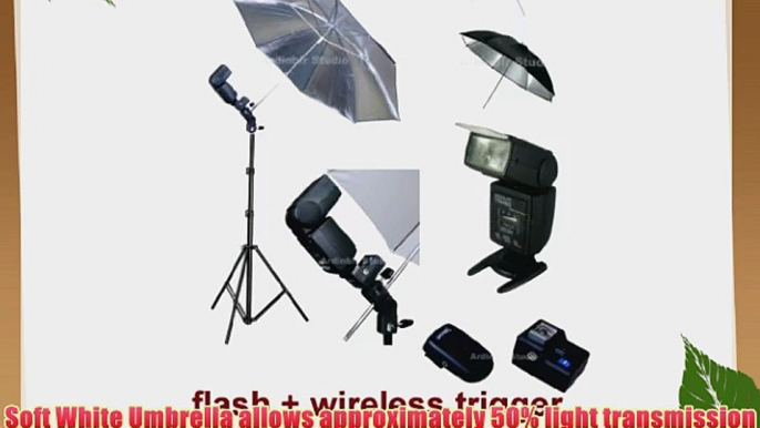 Photo Studio Portable Hot Shoe Flash Umbrella Stand Kit with Flash and Wireless Remote Trigger