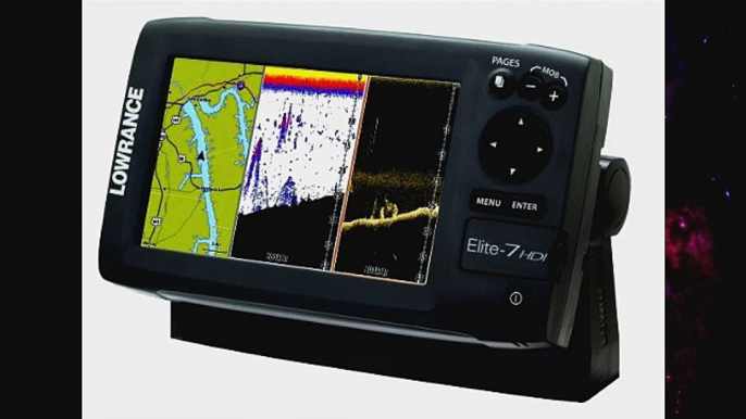 Lowrance 00010972001 Elite7 HDI ChartplotterFishfinder with Navionics Gold Charts and 50200455800 KHz Transom Mount Tran