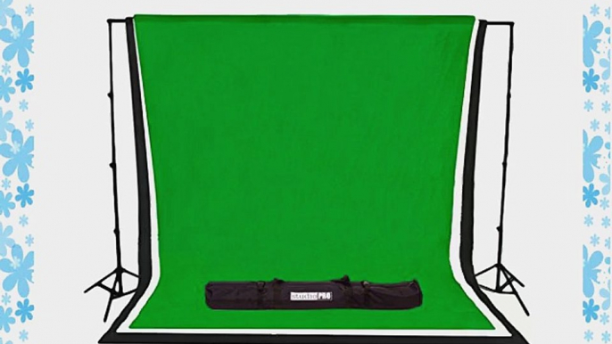 StudioPRO Quick Set Up Photography Studio 10' x 12' Black White and Green Muslin Backdrop Background