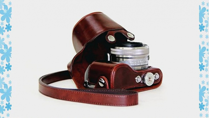 MegaGear Ever Ready Protective Dark Brown Leather Camera Case Bag for Sony NEX-5R with 16-50mm