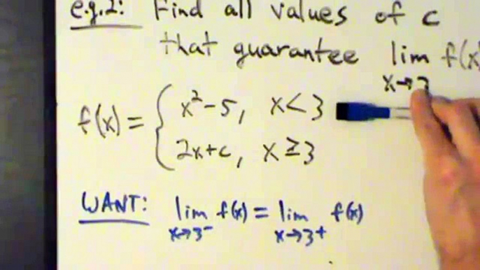 Calculus I - Limits - Finding Limits Algebraically - Piecewise Functions 2