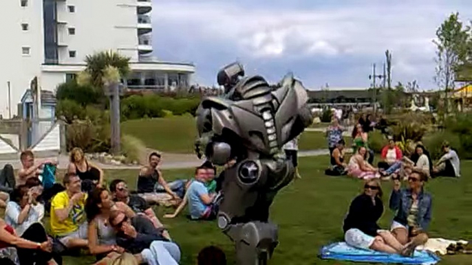 Titan the Robot punches drunk guy. Butlins Bognor 2010