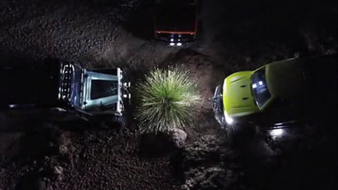 5 Trucks - Honcho, 6x6, Clod Buster, Defender Night trail at Woodgrove Ave RC Trail Adventures