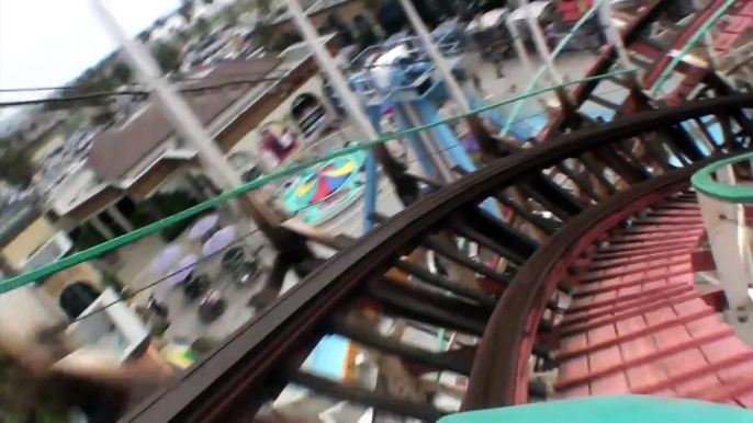 Giant Dipper Wooden Roller Coaster POV Only Front Seat Onride Belmont Park Califiornia San Diego