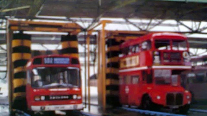 A few LONDON TRANSPORT + LONDON BUSES GARAGE SCENES