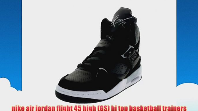 nike air jordan flight 45 high GS hi top basketball trainers 524865 sneakers shoes uk 35 us 4Y eu 36 black wolf grey ant