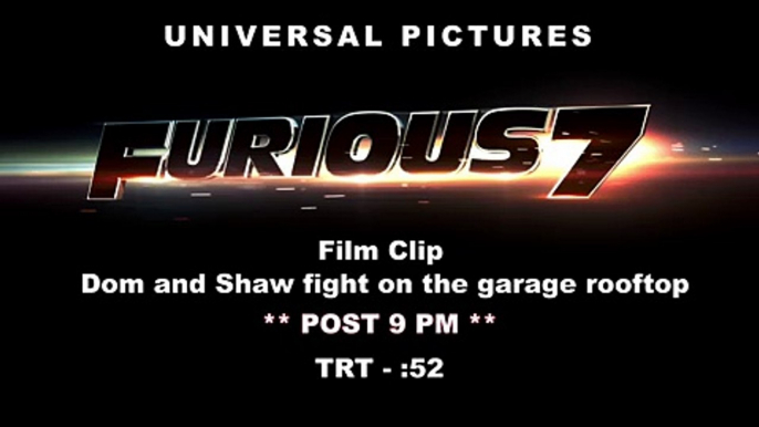 Furious 7 Movie Clip - Dom and Shaw fight on the garage rooftop