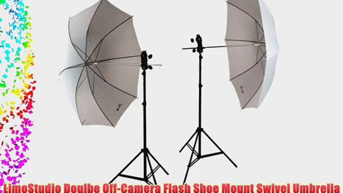 LimoStudio Doulbe Off-Camera Flash Shoe Mount Swivel Umbrella Kit for Nikon Canon with 2 Umbrella