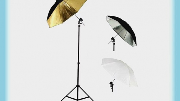 CowboyStudio Photography Photo Studio Flash Mount Three Umbrellas Kit with Light Stand