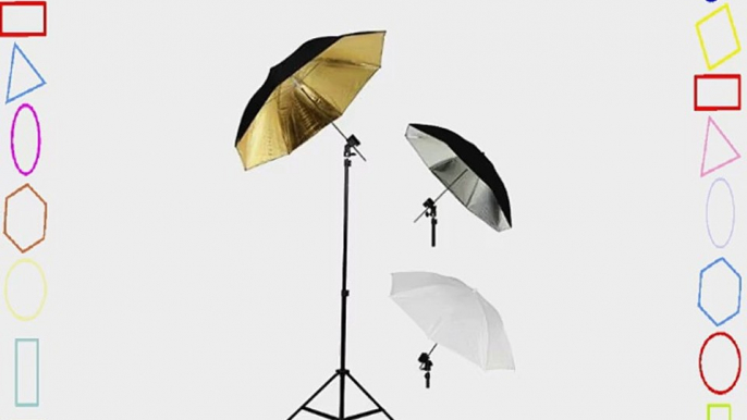 Photo Studio Flash Mount Umbrella Kit - 3 Umbrellas 1 Light Stand