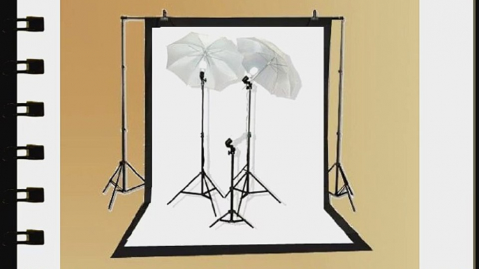 ePhoto K103 Studio Lighting Kit with Carrying Case with 6x9 Foot Black and White Muslin Backdrop