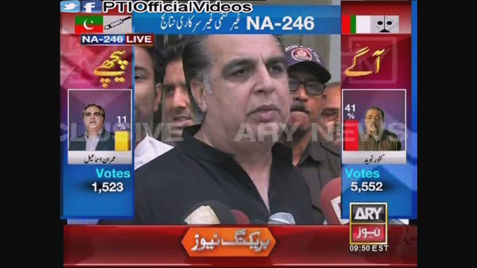 NA-246 Update Imran Ismail  Appeals For Safety Of PTI Workers As MQM Attack PTI Office Karimabad 23 April 2015