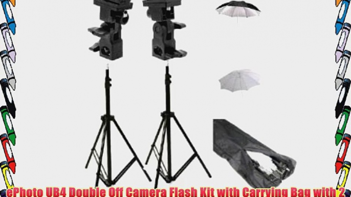 ePhoto UB4 Double Off Camera Flash Kit with Carrying Bag with 2 each of 7 Foot Stands with