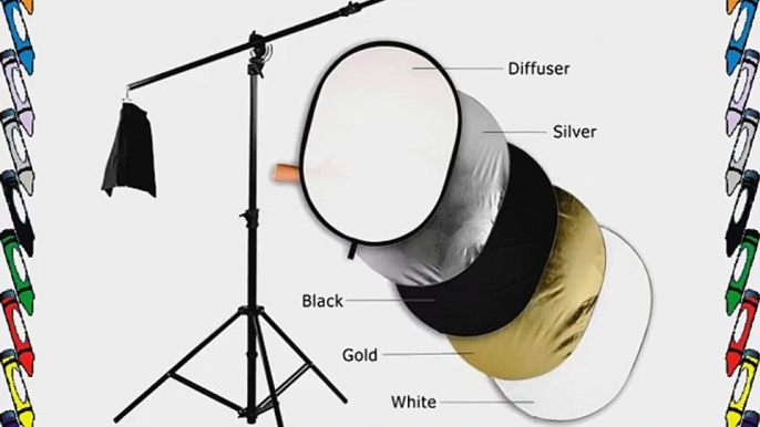 Fotodiox Pro Ultra Reflector Kit - 32x48 5-in-1 Collapsible Disc   3-in-1 Heavy Duty Boom Stand