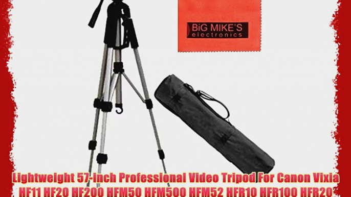 Lightweight 57-inch Professional Video Tripod For Canon Vixia HF11 HF20 HF200 HFM50 HFM500