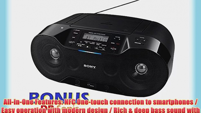 Sony Portable Mega Bass Stereo Sound System Boombox with NFC Wireless Bluetooth USB Input Record