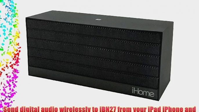 iHome iBN27BX NFC Bluetooth Rechargeable Stereo Mini Speaker in Rubberized Finish Black