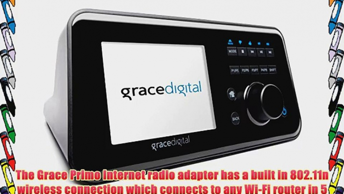 Grace Digital GDI-IRCA700 Wireless Internet Radio Adapter with 3.5-Inch Color Display Featuring