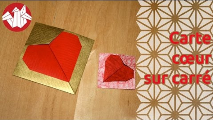 Origami - Carte "coeur sur carré" [Senbazuru]