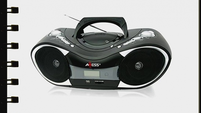 Axess PB2707 Portable MP3/CD Boombox with AM/FM Stereo USB SD MMC and AUX Inputs