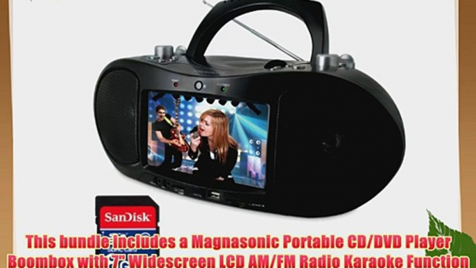 Magnasonic Portable CD/DVD Player Boombox with 7 Widescreen LCD AM/FM Radio Karaoke Function