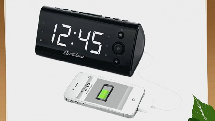 Electrohome Alarm Clock Radio with USB Charging for Smartphones