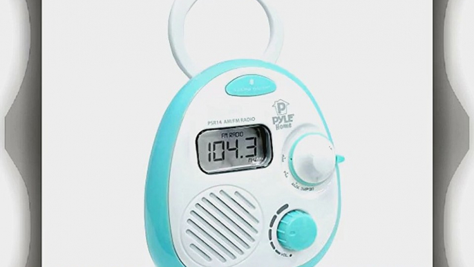 Pyle PSR14 Splash-Proof Water Resistant Mini Digital AM/FM Radio Alarm Clock with LCD Display