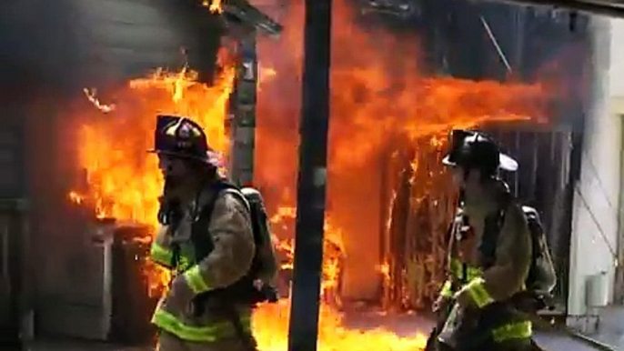 Mission Beach House Fire San Diego Fire Fighters in Action