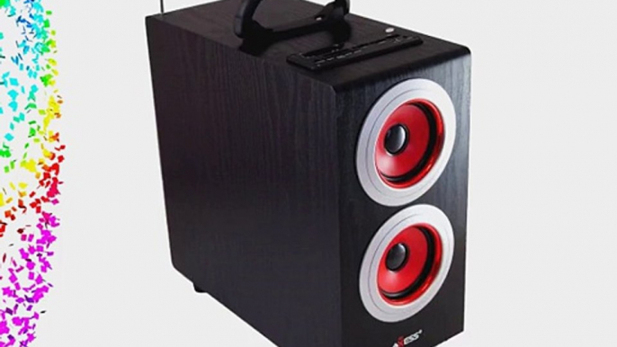 Axess SP1003-RD Music Box Speaker with Subwoofer Includes FM Stereo SD/USB/Line-In Inputs (Red)