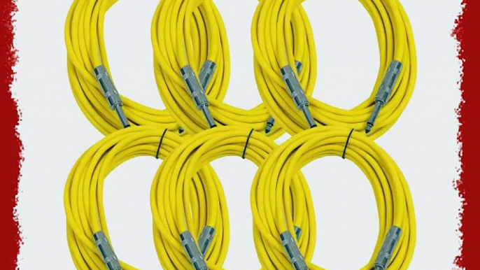 Seismic Audio SASTSX-25Yellow-6PK 25-Feet TS 1/4-Inch Guitar Instrument or Patch Cable Yellow