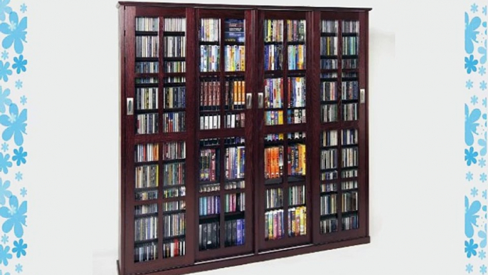 Leslie Dame MS-1400DC Mission Style Multimedia Storage Cabinet with Sliding Glass Doors Cherry