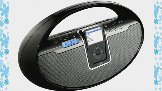 iLive IBCD2817 Portable Boombox with CD Player AM/FM Radio Remote Control and iPod Dock (Black)