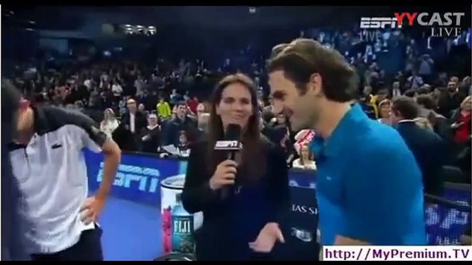 Roger federer and Andy Roddick FUNNY INTERVIEW BNP PARIBAS SHOWDOWN 2012