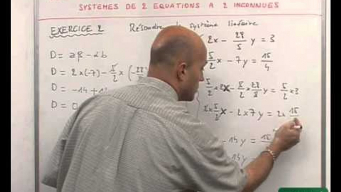 33 Systèmes linéaires : résolution des systèmes linéaires de deux équations à deux inconnues