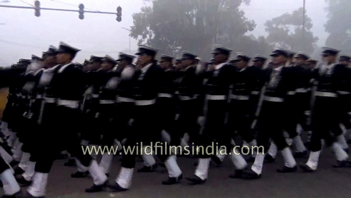 Indian Navy rehearsing on the eve of 66th Republic day parade