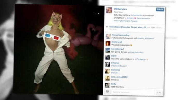 Miley Cyrus is Topless Again With a Photoshopped Pig Mask