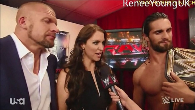 Renee Young interviews Triple H, Stephanie Mcmahon & Seth Rollins (25-5-15)