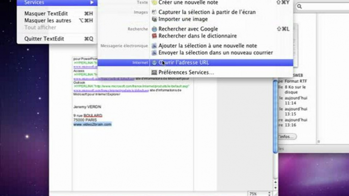 Mac OS 10.6 Snow Leopard : La fonction Services