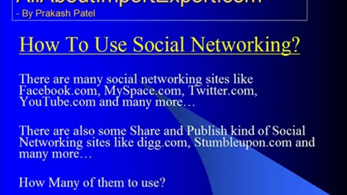 Online Social Media Networking video for Import Export Busi