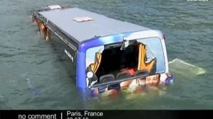 A bus Slides into Seine river in Paris - no comment