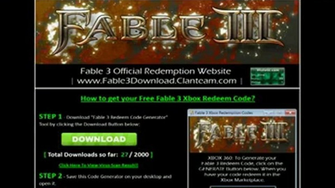 Fable 3 FREE Redeem Codes For Xbox 360 October 2010 [Keygen]