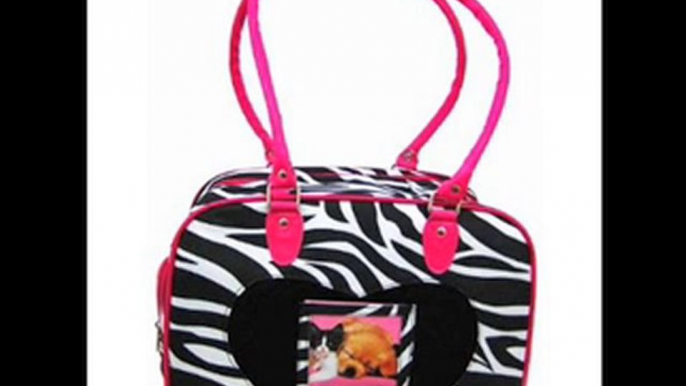 Zebra Stripe Nylon Pet Carrier Dog Cat 10 Lbs Pink Trim