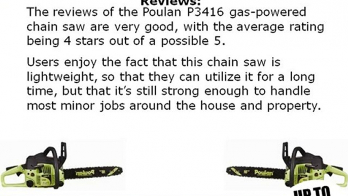 Poulan P3416 16-Inch 34cc Gas-Powered Chain Saw