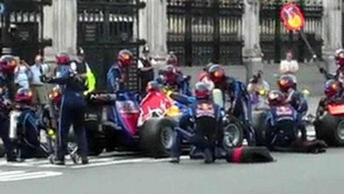 Mark Webber Parliament Square F1 Pit Stop w/ Red Bull Racing